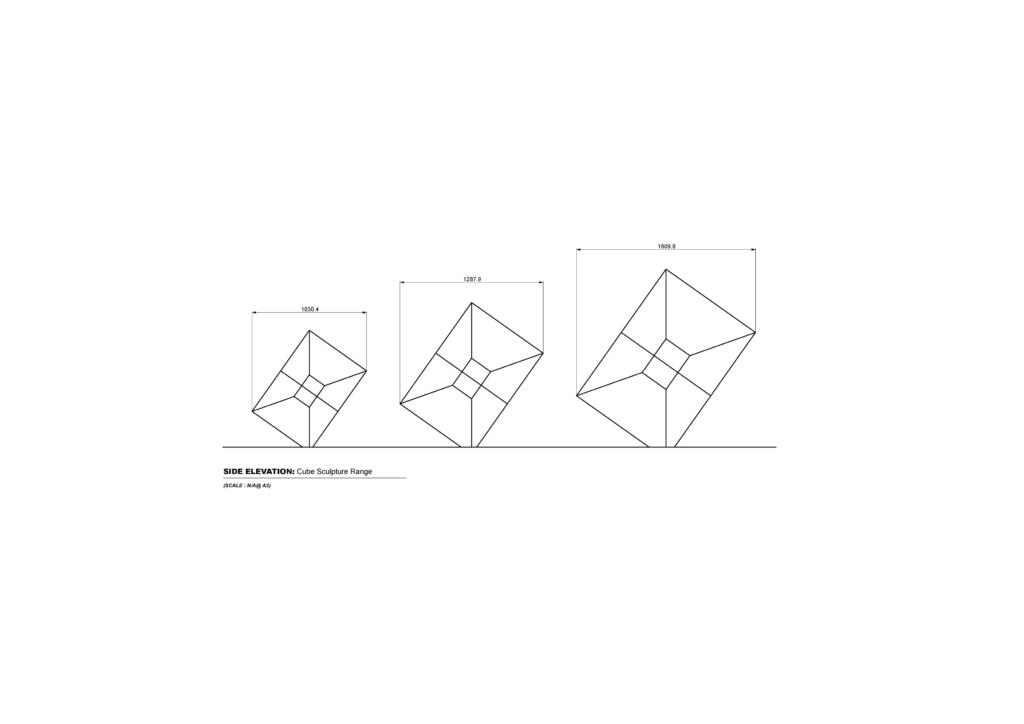 Size guide detailing the Lump Sculpture Studio Cube Sculpture
