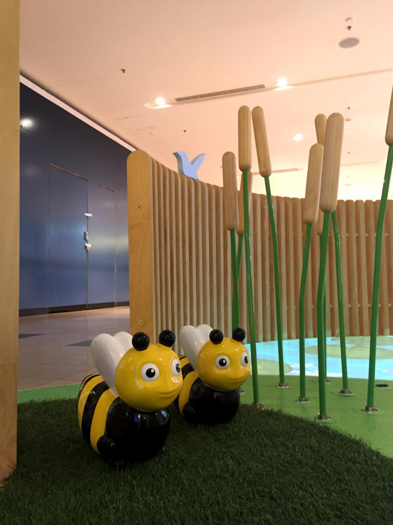 Interactive Play Space with cute animal Sculptures in infant playground at Chadstone Shopping Centre by Lump Studio