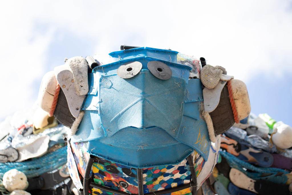 Large scale Turtle Sculpture made from plastic rubbish collected from Australian beaches; sculpture made by David Day and Lump Sculpture Studio for SodaStreamAu