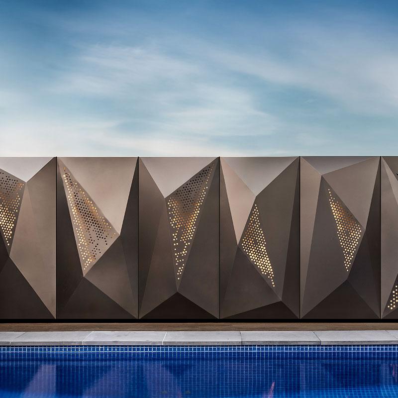 Faceted Wall Panels for cladding and landscape lighting