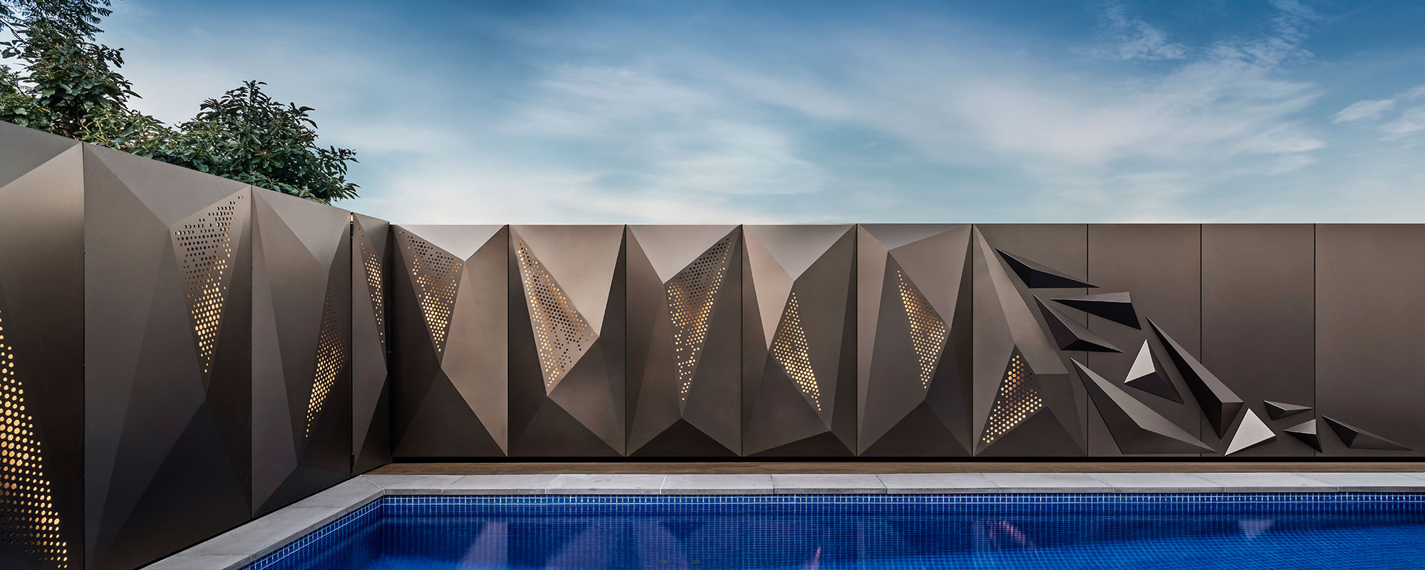 Faceted Sculptural Wall with lighting