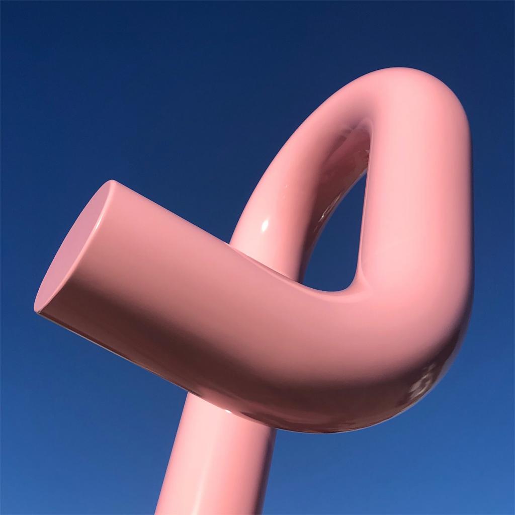 Custom Sculpture By Lump Sculpture Studio; Pink Ribbon Sculpture; Tubular Sculpture Made from Steel by Lump Studio