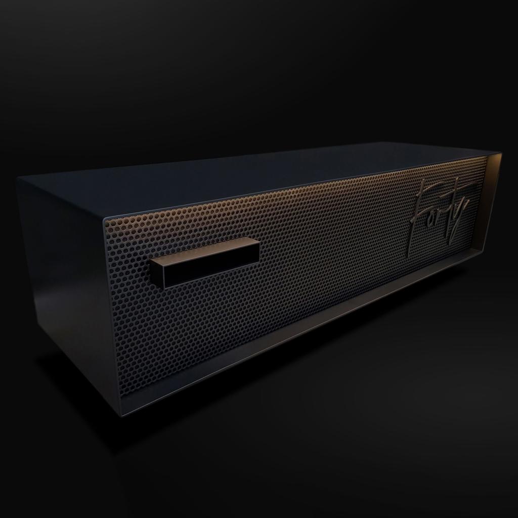 Custom letterbox with lighting made by Lump Sculpture Studio in Modern architectural home