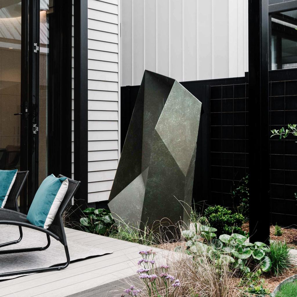 Faceted Sculpture as seen on The Block 202 featured in the landscape by Inge Jabara