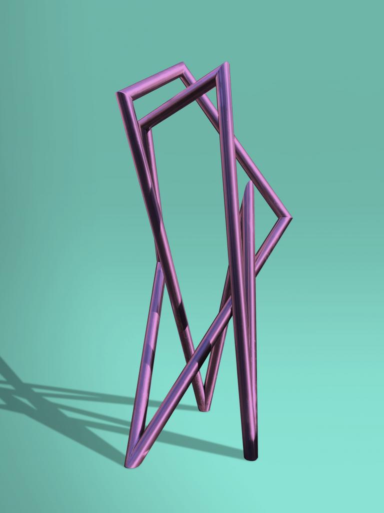 Tubular sculpture by Lump Sculpture Studio; Stainless Steel angular sculpture for outdoors