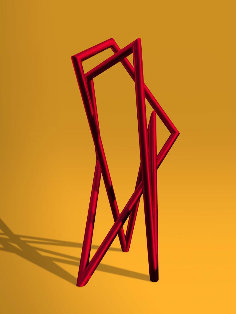 Tubular sculpture by Lump Sculpture Studio; Stainless Steel angular sculpture for outdoors