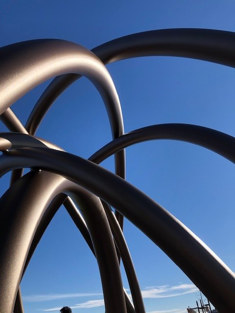 Large Circular sculpture; Tubular Nest by Lump Sculpture Studio; Outdoor Sculpture; Entrance Sculpture;