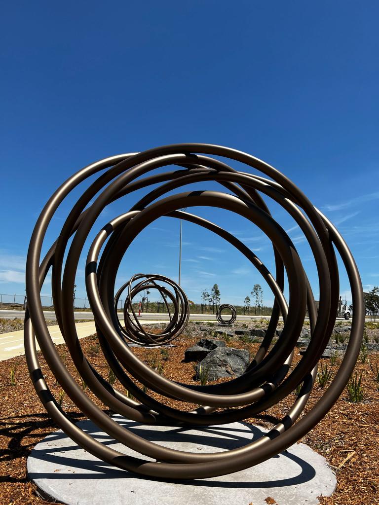 Large Circular sculpture; Tubular Nest by Lump Sculpture Studio; Outdoor Sculpture; Entrance Sculpture;